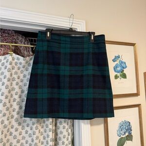 J. Crew Factory Blackwatch Plaid Wool Blend Mini Skirt